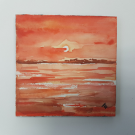 Zonsondergang: Mini aquarel