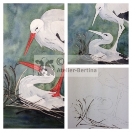 Stork Aquarelle malerei