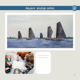 Les lucht en water opzetten aquarel: realtime achtergrond + werkbladen + lijntekening