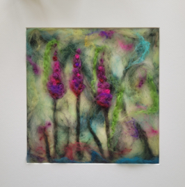 Bloemen: Wol vilt schilderij