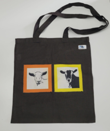 Tote bag tas zwart met geit