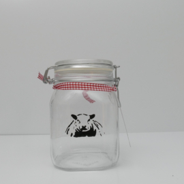 Storage jar with sheep
