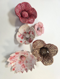 Wit/roze boem keramiek (tafel decoratie of tuinsteker)