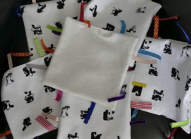 baby label cloth of cows (soft fabric behind)