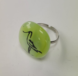 Vogel ring met glazen applicatie