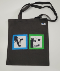 Tote bag tas zwart met koe