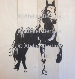 Horse on wood scaffolding