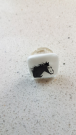 Horse ring with glass application