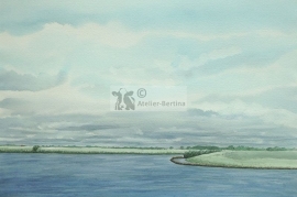 Waterlandschap aquarel schilderij