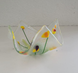 Sfeerlichtje gele bloemen glasfusion