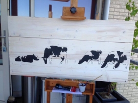 Cow on scaffold wood (indoor and outdoor