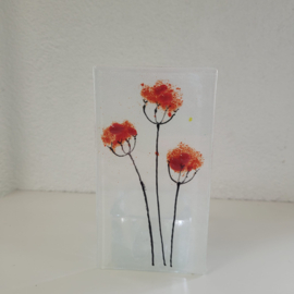 Sfeerlichtje rode bloemen glasfusion