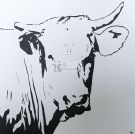 Blonde vlees koe acryl schilderij