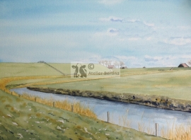 Embankment watercolor painting