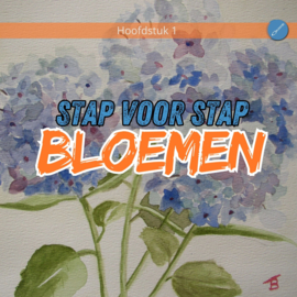 Les appelbloesem aquarel: Realtime tutorial video + werkbladen + lijntekening
