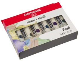 6 x Acrylverf Amsterdam parelmoer  20 ml