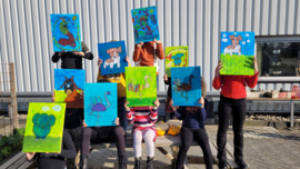 Kinderfeestje dier schilderen op canvas