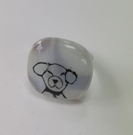 Hond ring met glazen applicatie