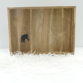 paard dienblad teak hout