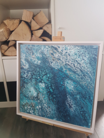 blauw acryl gieten 40 x 40 cm