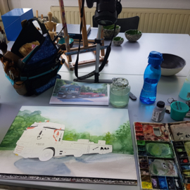 Les aquarel schilderen van narcis: Realtime tutorial video + werkbladen + lijntekening