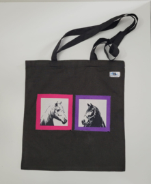 Tote bag tas zwart met paard