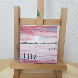 Zonsondergang: Mini aquarel