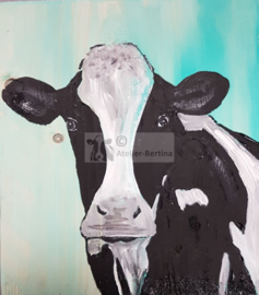 Cow on scaffolding wood (small) 20 x 20 cm