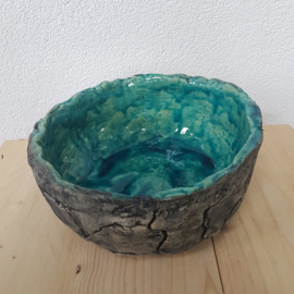 Grote turquoise schaal keramiek