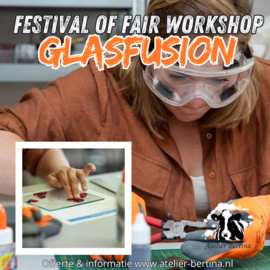 Glasfusing kunst maken workshop op een fair / festival