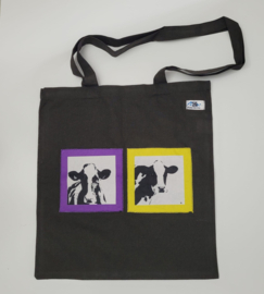 Tote bag tas zwart met koe