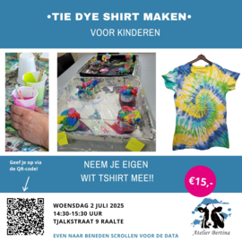 Woensdag 2 juli 2025:  tie dey shirt maken voor kinderen
