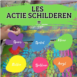 Kinderfeestje action painting schilderij