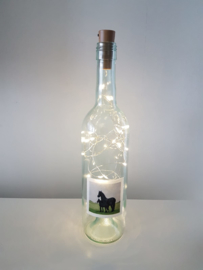 Fles met paarden aquarel : sfeerlicht, nootjes, suikerpot of vaasje.