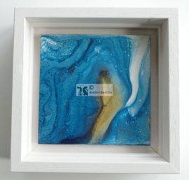 Schilderij blauw acryl gieten