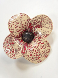 Creme/rode boem keramiek (tafel decoratie of tuinsteker)