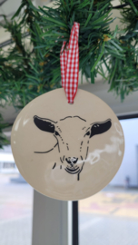 Kerst decoratie hanger rond met geit