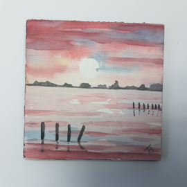 Zonsondergang: Mini aquarel