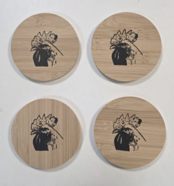 4 x onderzetters haan / kip
