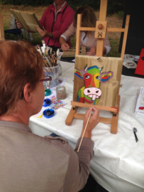 Schilderen op steigerhout fair / festival workshop