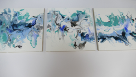 Drie luik: blauw acryl gieten 20  x 60 cm