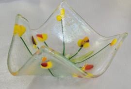 Sfeerlichtje gele bloemen glasfusion