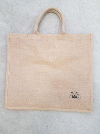 Jute shopper tas met schildering schaap