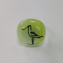 Vogel ring met glazen applicatie