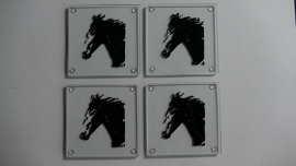 4 x glass coasters horse