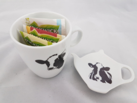 Tea bag holder and mug cow gift