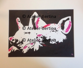 Piglets acrylic painting on paper and Mat