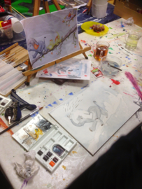 1 cursus les:  aqaurel-/ acryl schilderen. Atelier-Bertina te Raalte