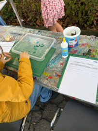 Glasfusing kunst maken workshop op een fair / festival