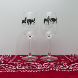 Paarden wijnglas